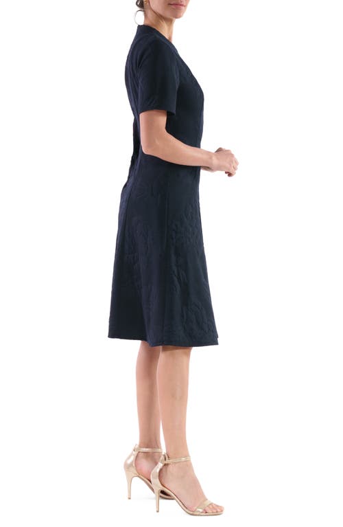 Shop Julia Jordan Floral Jacquard Fit & Flare Dress In Navy