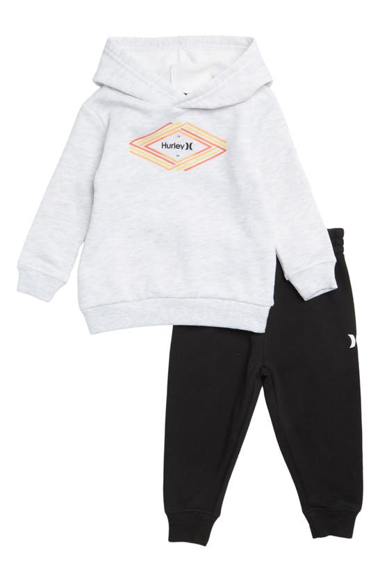 Hurley Babies' Hooded Pullover And Jogger Set In Birch Heather