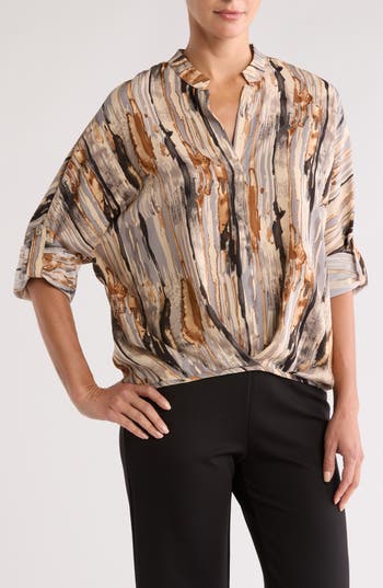 Patrizia Luca Twist Hem Top In Grey