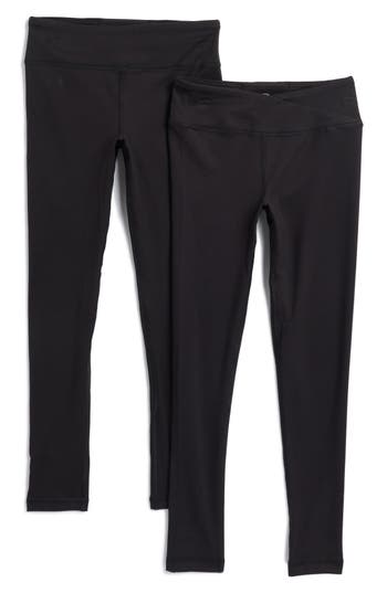 90 Degree By Reflex Kids' 2-pack Basic Tights In Black/black