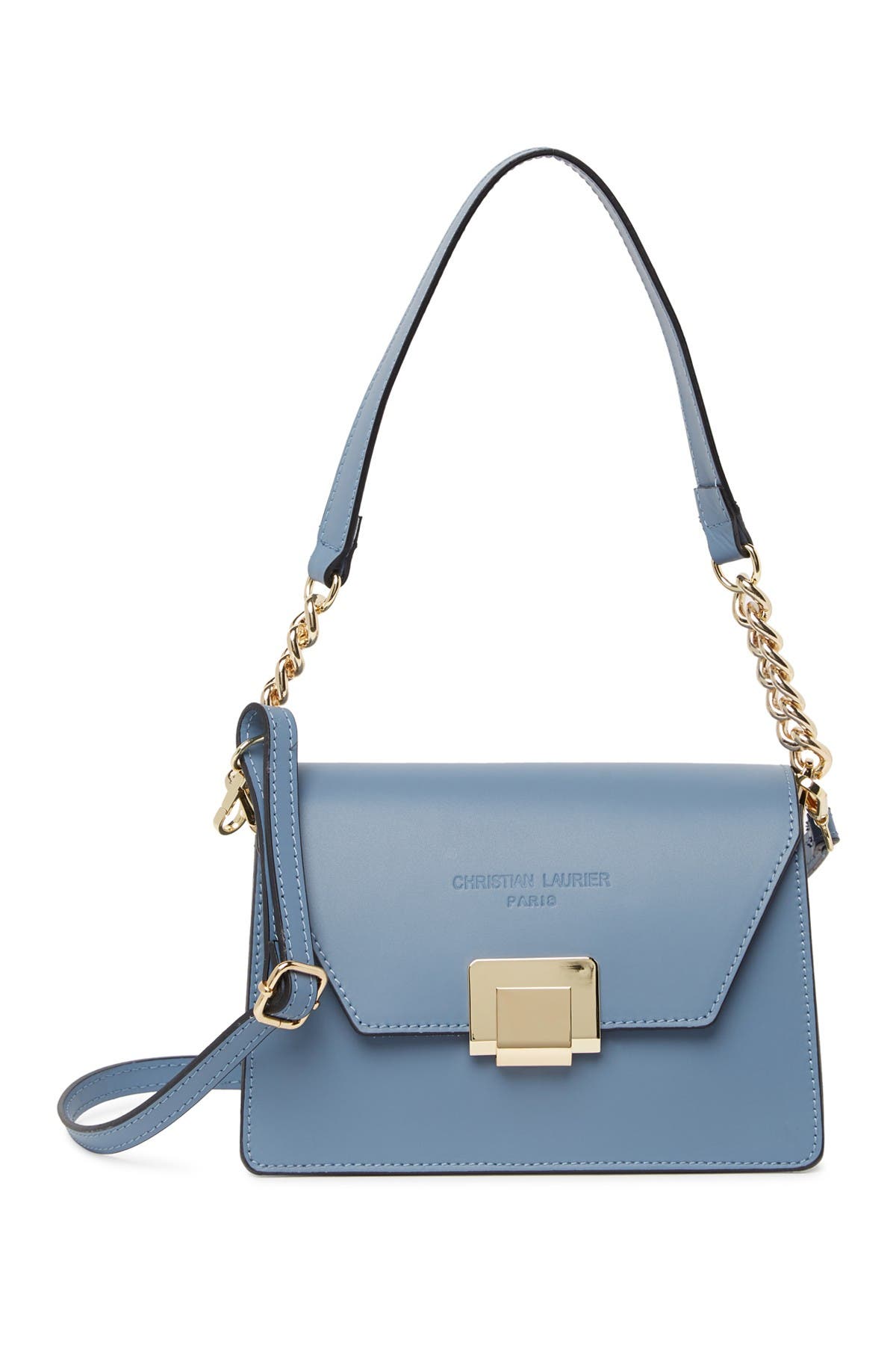 Christian Laurier Ava Chain Strap Leather Bag In Dark Blue | ModeSens