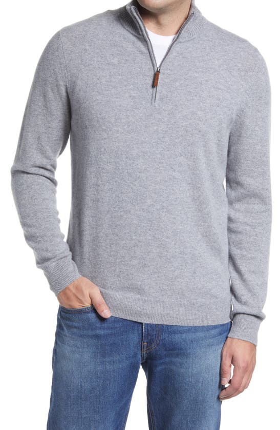 Nordstrom Washable Merino Quarter Zip Sweater In Grey Heather