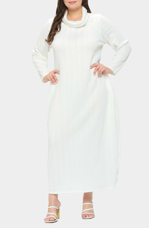 Shop L I V D Lana Cowl Neck Long Sleeve Maxi Sweater Dress In Ivory