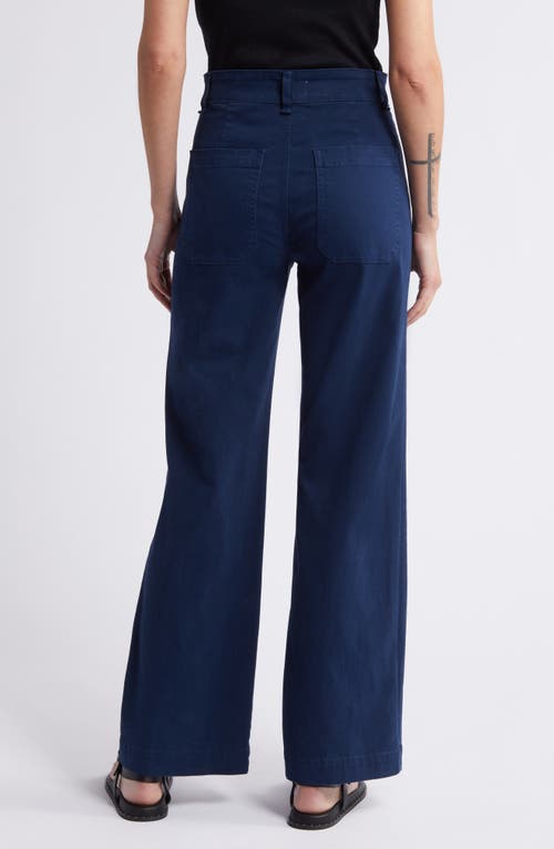 Shop Askk Ny Sailor Wide Leg Twill Utility Pants In Navy