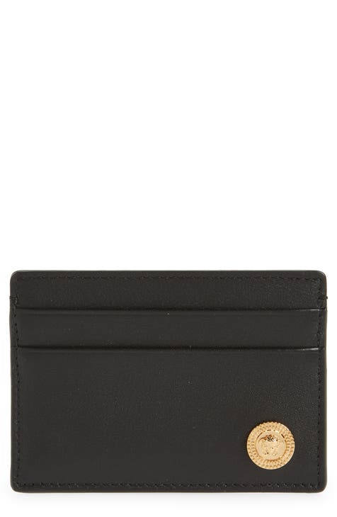 VERSACE Business Card Holder Pass Case logo Two fold Card Case  Black/Multicolore