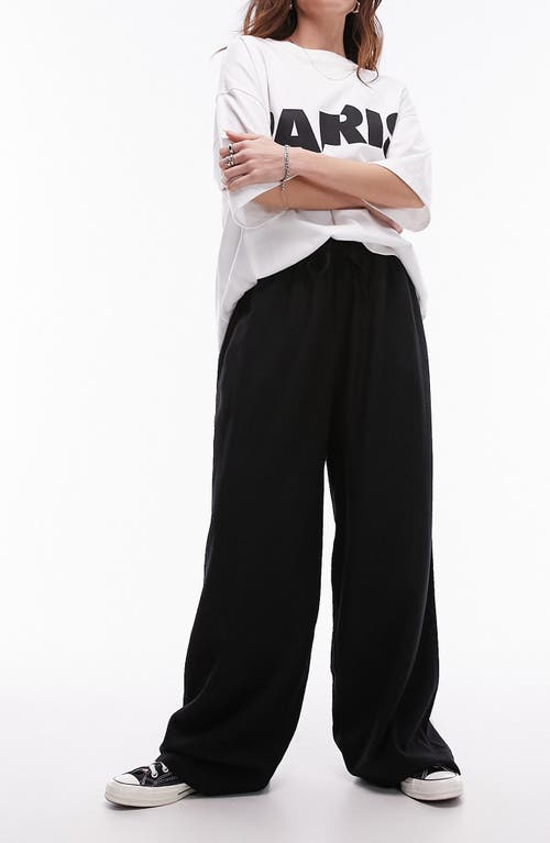 Balloon Linen Blend Wide Leg Pants in Black