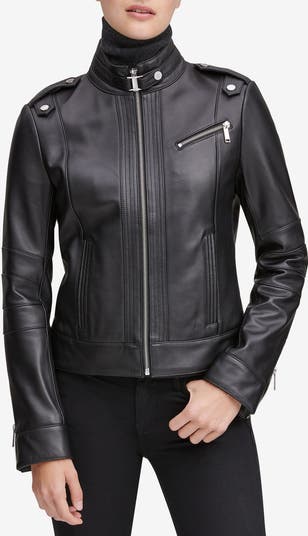 Nordstrom signature stand collar leather clearance jacket