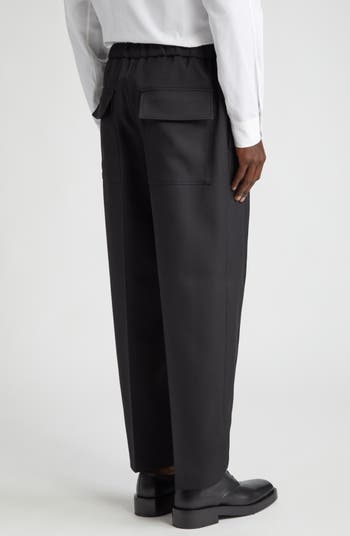 Relaxed Fit Elastic Waist Tapered Leg Ankle Trousers