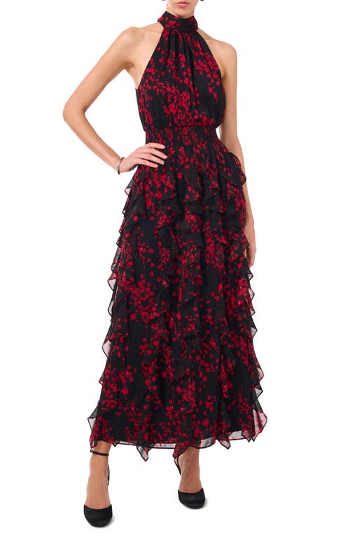 1.STATE Floral Cascading Maxi Dress in Rich Black 