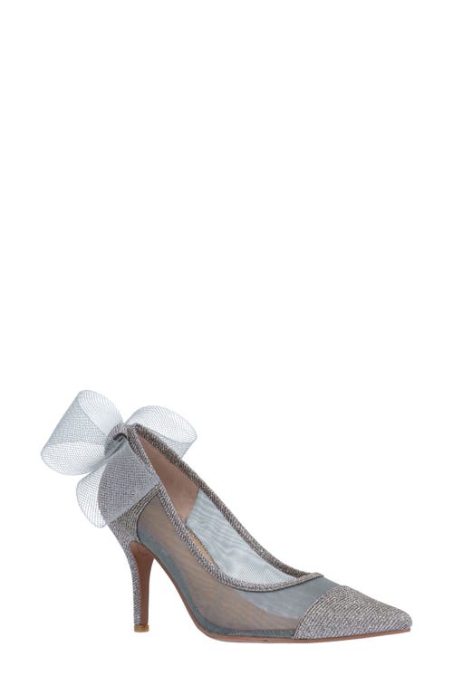 Sheer Bow Pointed Toe Pump in Pewter