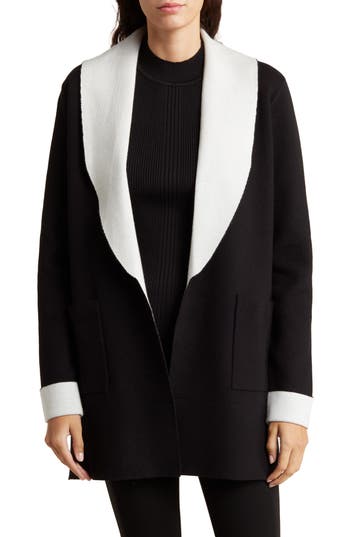 By Design Emma Open Front Cardigan In Black/gardenia Combo