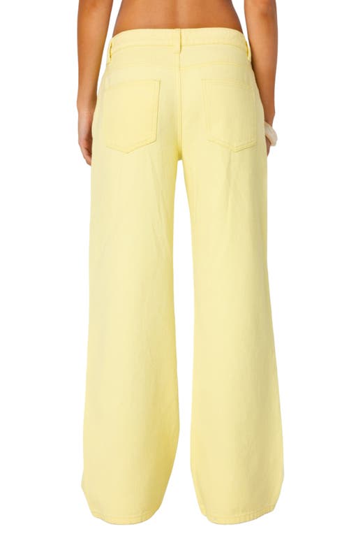 Shop Edikted Roman Flare Jeans In Yellow