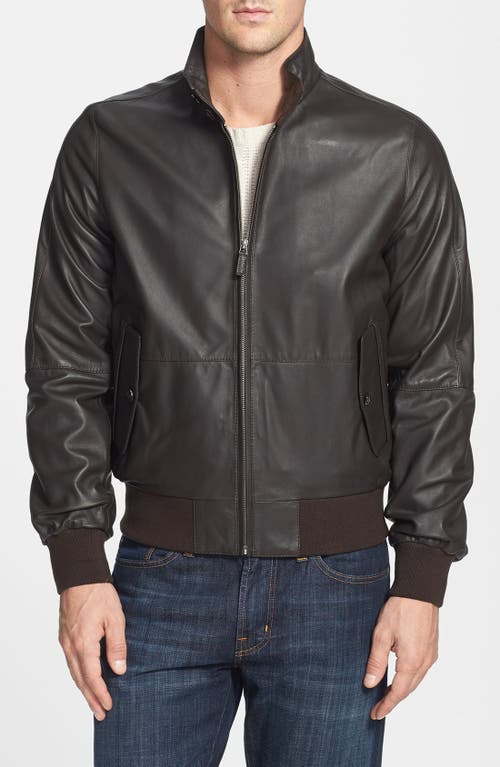 F. Façonnable Façonnable Lambskin Bomber Jacket in Brown
