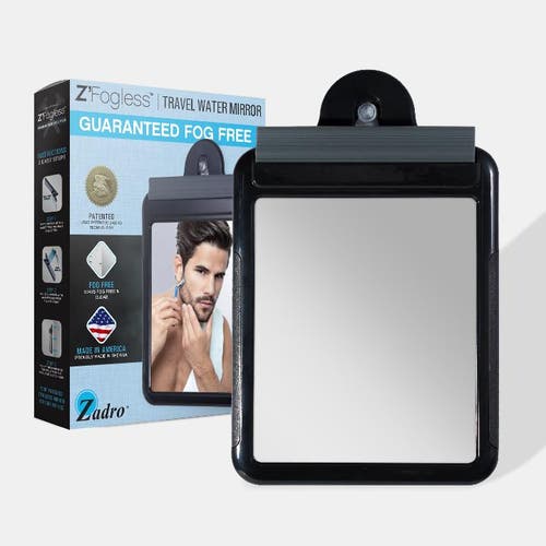 Zadro Fogless Shower Mirror For Travel With Suction Cup & Squeegee In Black