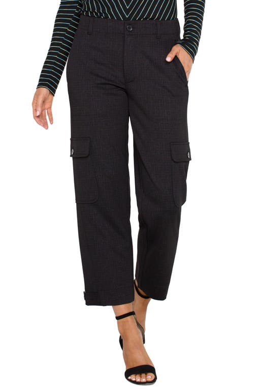 Shop Liverpool Crosshatch Cargo Pants In Black Crosshatch