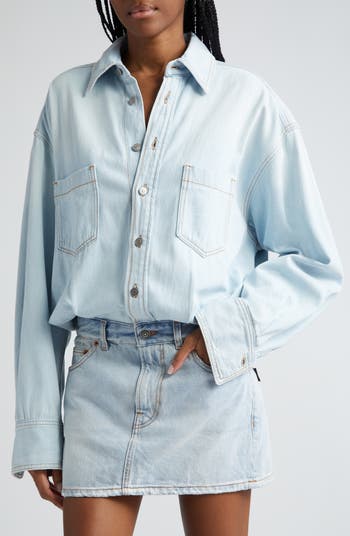 HAIKURE Tatum Long Sleeve Denim Shirtdress - Lipari Blue