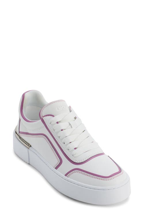 Dkny Baylor Platform Sneaker In White/pink