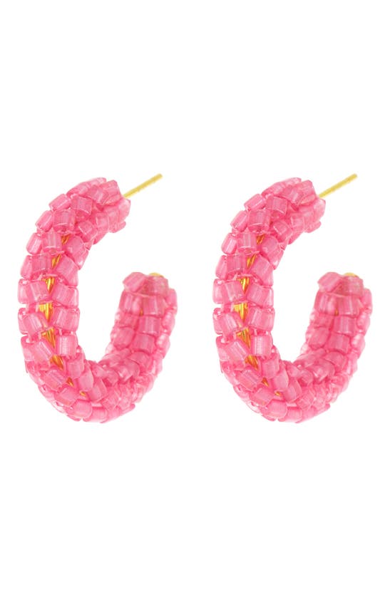Ayounik Beaded Hoop Earrings In Pink