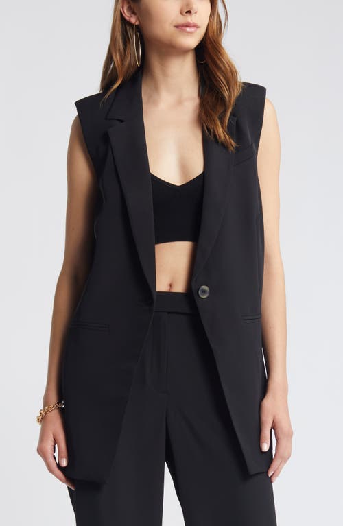 Shop Open Edit Tailored Long Vest In Black