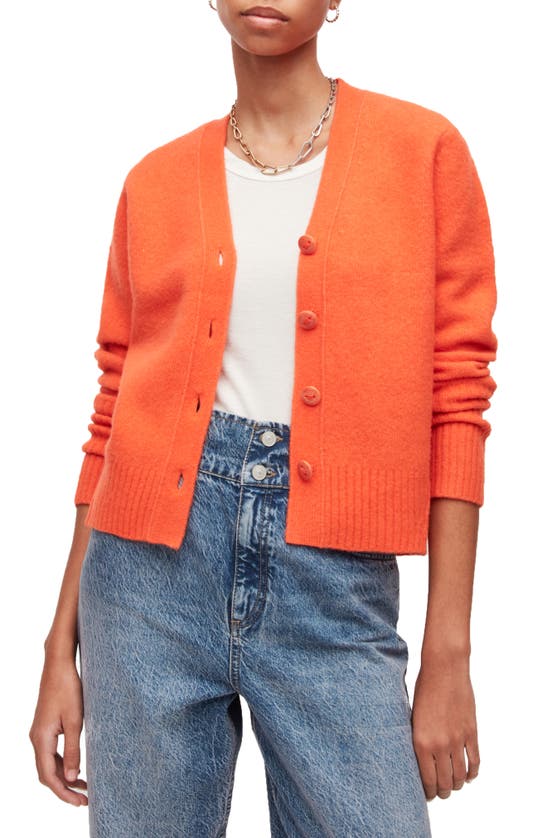 Allsaints Rufa Wool Blend Cardigan In Orange