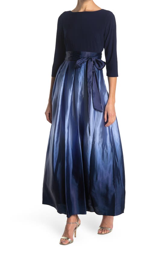 Slny Sl Fashions 3/4 Length Sleeve Ombre Dress In Navy/ Wed