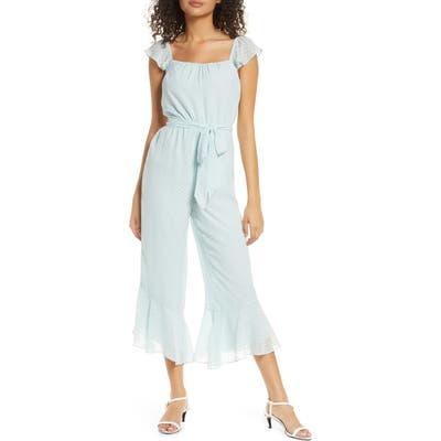 Ali & Jay The Avalon Ruffled Swiss Dot Crop Jumpsuit, Blue
