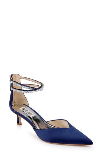 Shop Badgley Mischka Collection Lilibeth Kitten Heel Ankle Strap Pump In Midnight