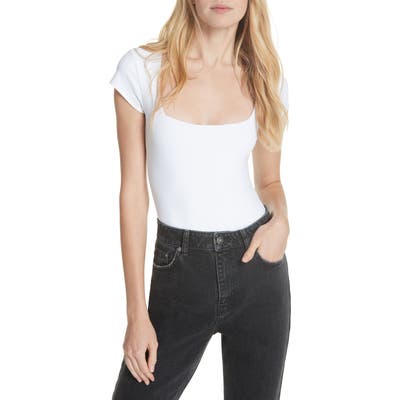 Free People Square Eyes Bodysuit, White