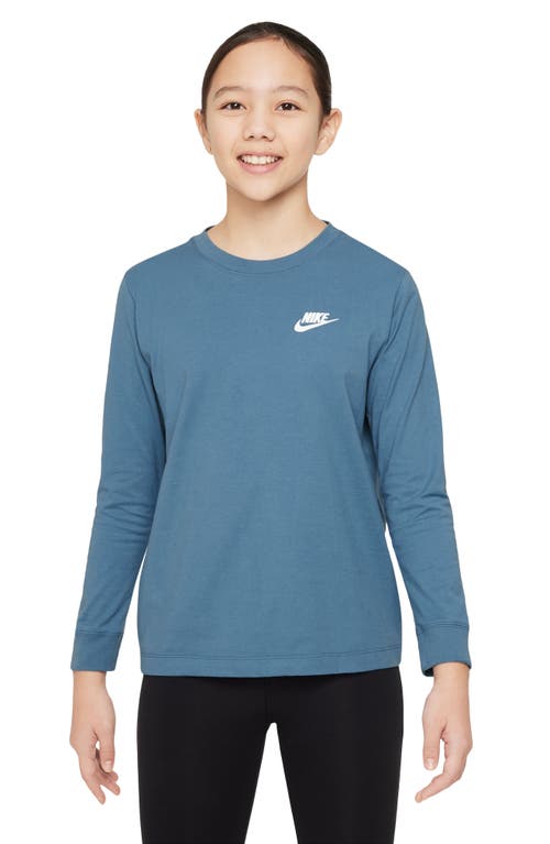 Shop Nike Kids' Sportswear Long Sleeve Cotton T-shirt In Aegean Storm