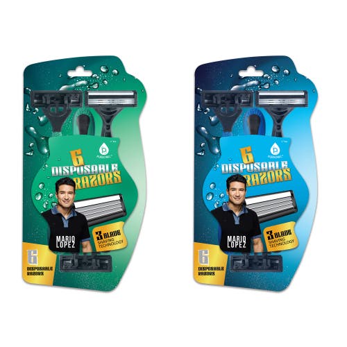 Pursonic Mario Lopez 12 Disposable Razors Bundle In Blue And Green
