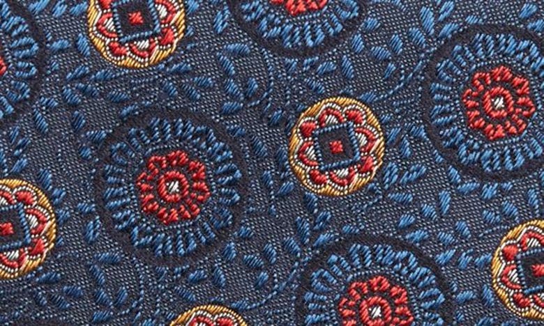 Shop Canali Medallion Silk Tie In Dark Blue