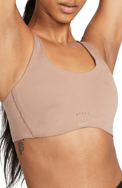 Shop Nike Alate Dri-fit Sports Bra In Desert Dust/red Bark