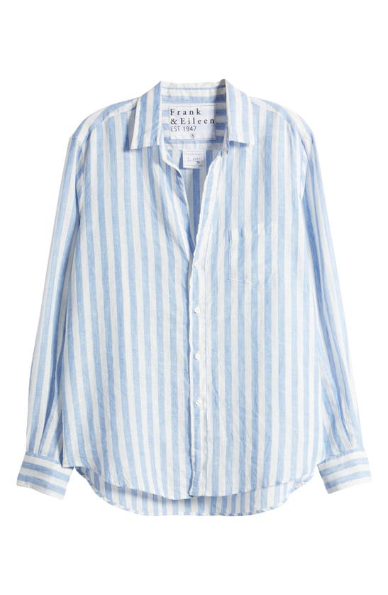 Shop Frank & Eileen Eileen Relaxed Button-up Shirt In Wide White Blue Stripe