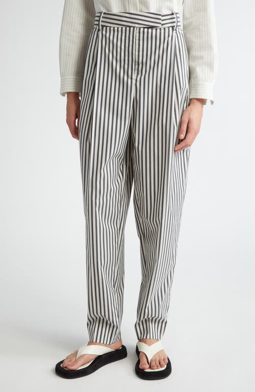 Bacall Stripe Cotton Pants in Black Stripe