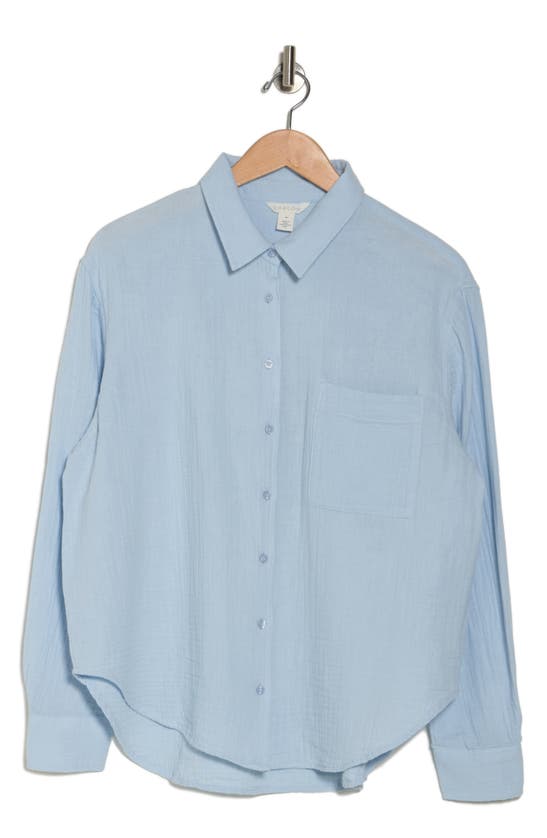 Caslon Relaxed Cotton Gauze Button-up Shirt In Blue Skyway