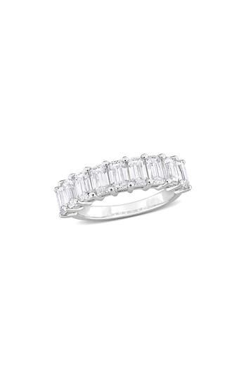 Shop Delmar Sterling Silver Created Moissanite Octagon Band Ring In White/silver