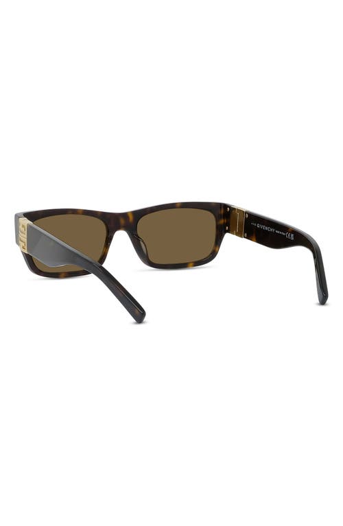 Shop Givenchy 4g 56mm Rectangular Sugnlasses In Dark Havana/roviex