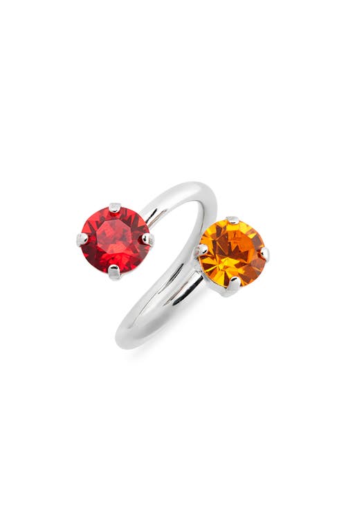 Shop Justine Clenquet Bless Crystal Ring In Orange Red