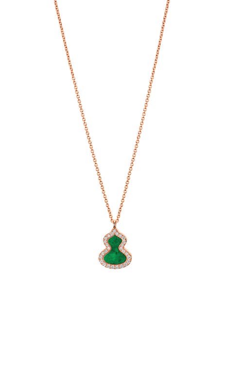 Wulu Jade & Diamond Pendant Necklace in Rose Gold