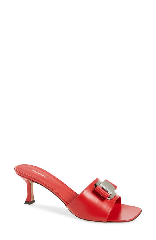 Shop Ferragamo Zelie Slide Sandal In Flame Red