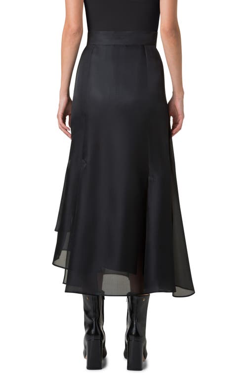 Shop Akris Sheer Silk Organza Midi Skirt In Black