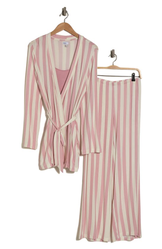 Nordstrom Rack Tranquility Tank, Robe & Pants Set In Pink Zephyr Wide Stripe