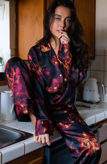 Floral Print Satin Pyjamas