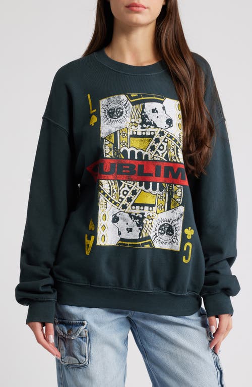 Daydreamer Sublime Playing Card Cotton Fleece Graphic Sweatshirt In Vintage Black