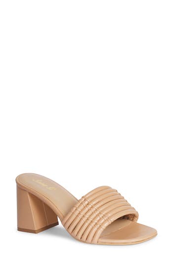 Saint G Bethany Block Heel Slide Sandal In Beige