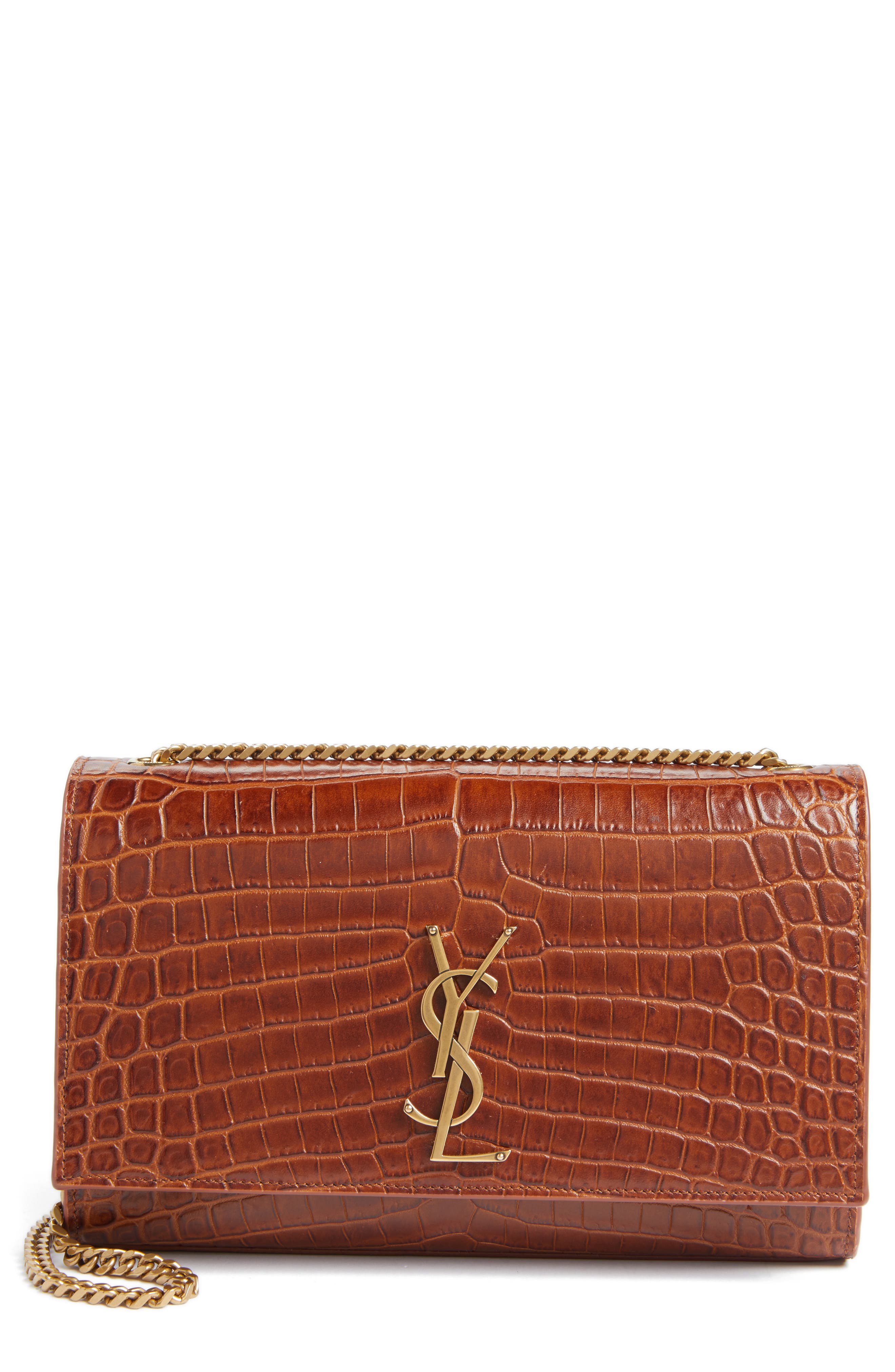 Saint Laurent Medium Kate Croc Embossed Leather Shoulder Bag Nordstrom