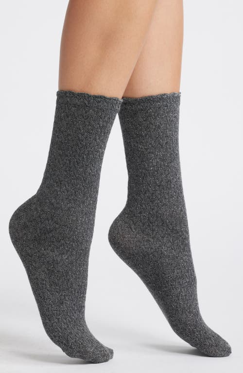 Oroblu Metallic Crew Socks in Grey Melange 