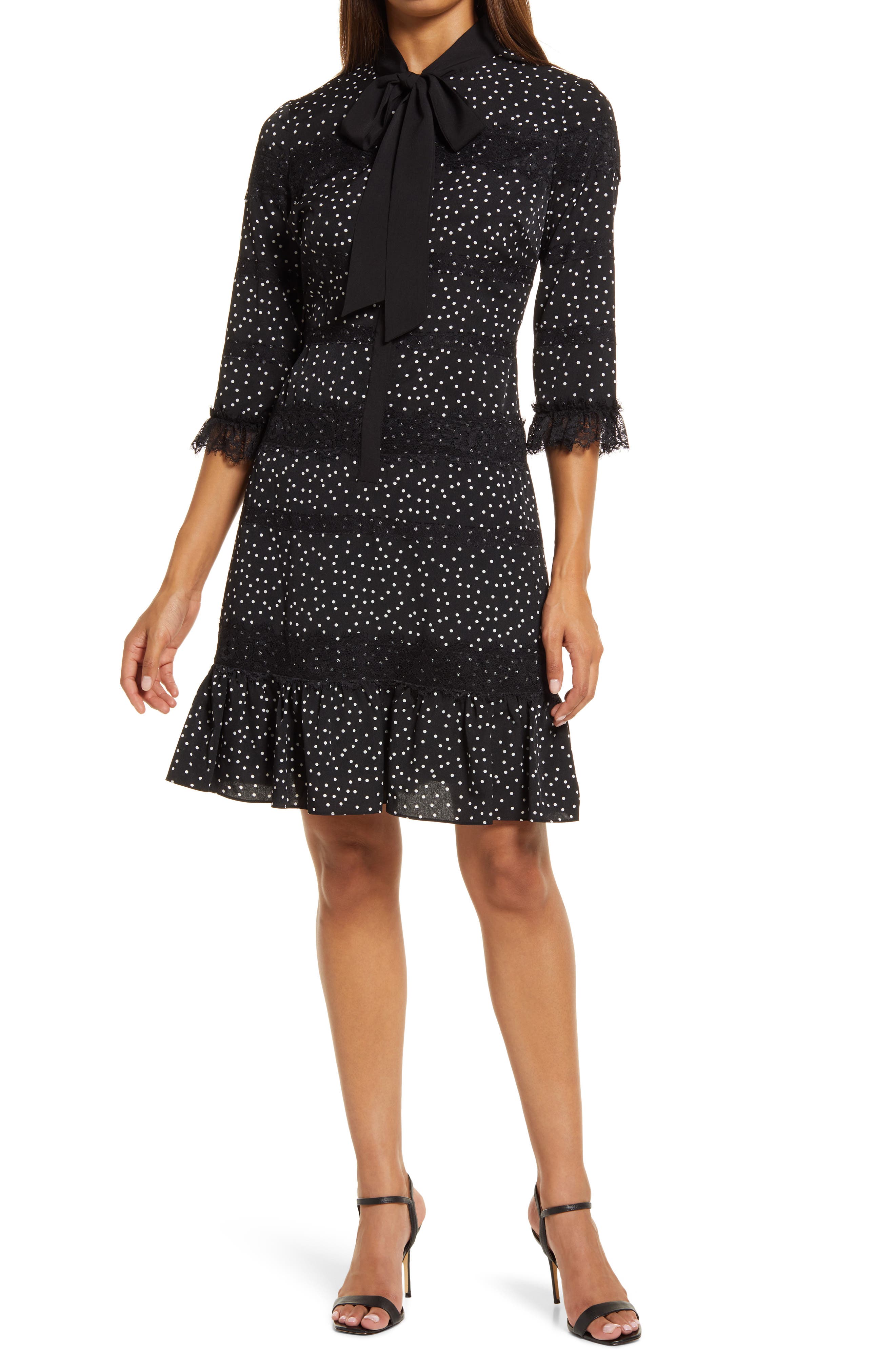 Shani Polka Dot Three-Quarter Sleeve 
