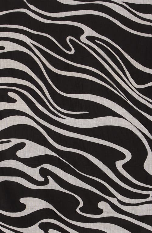 La Fiorentina Zebra Print Cover-up Sarong In Light Grey/black