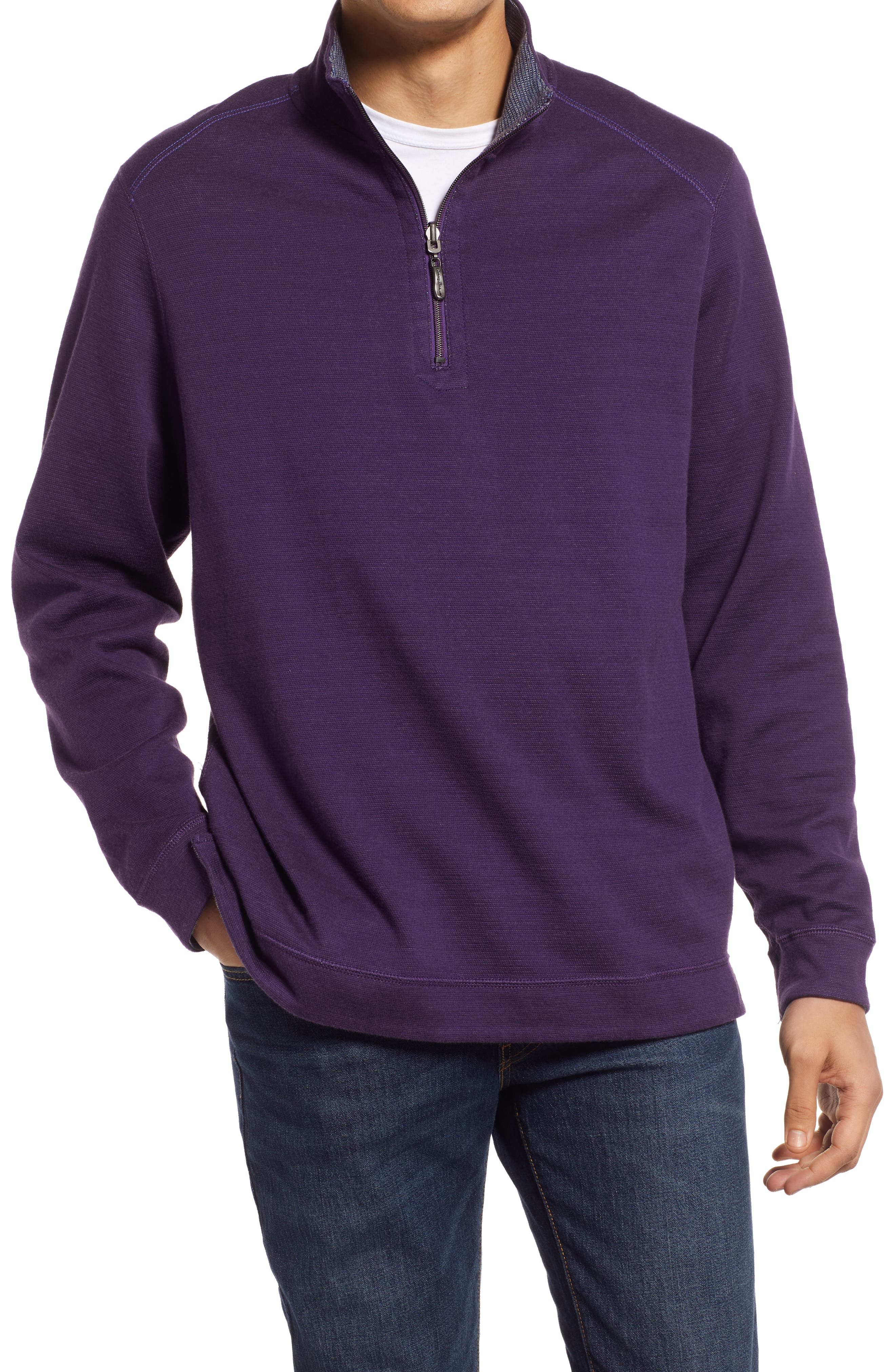 purple quarter zip pullover